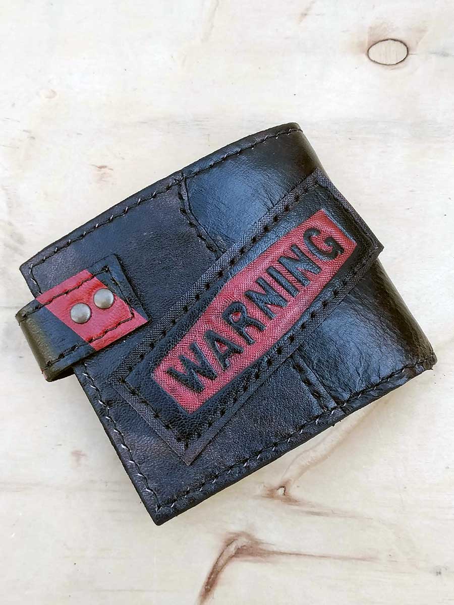 biohazard man's wallet post-apocalyptic handmade