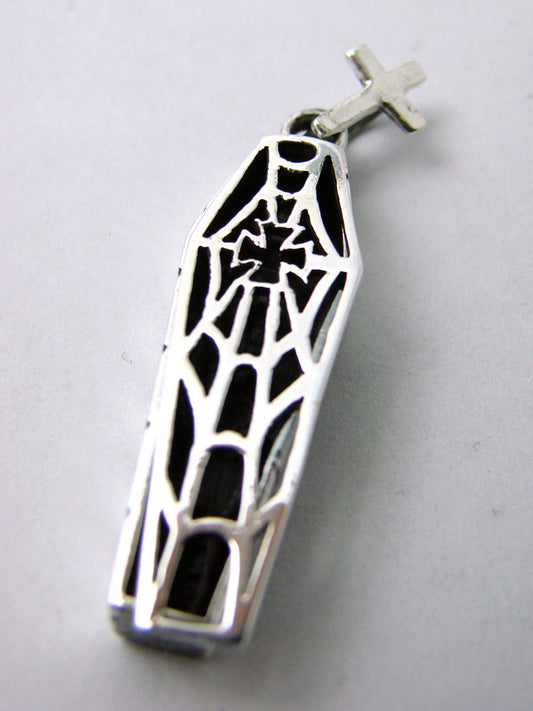 Coffin pendant in sterling silver with spider web coverAnother Way of Life