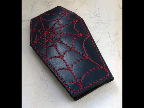 Cow leather wallet style biker coffin spider web by Another Way of