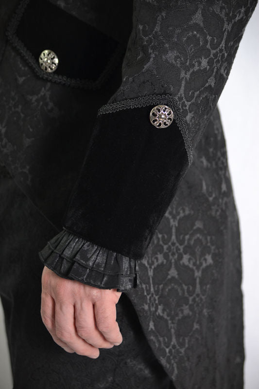 Pentagramme Black Gothic Brocade Men's Victorian Coat – Another